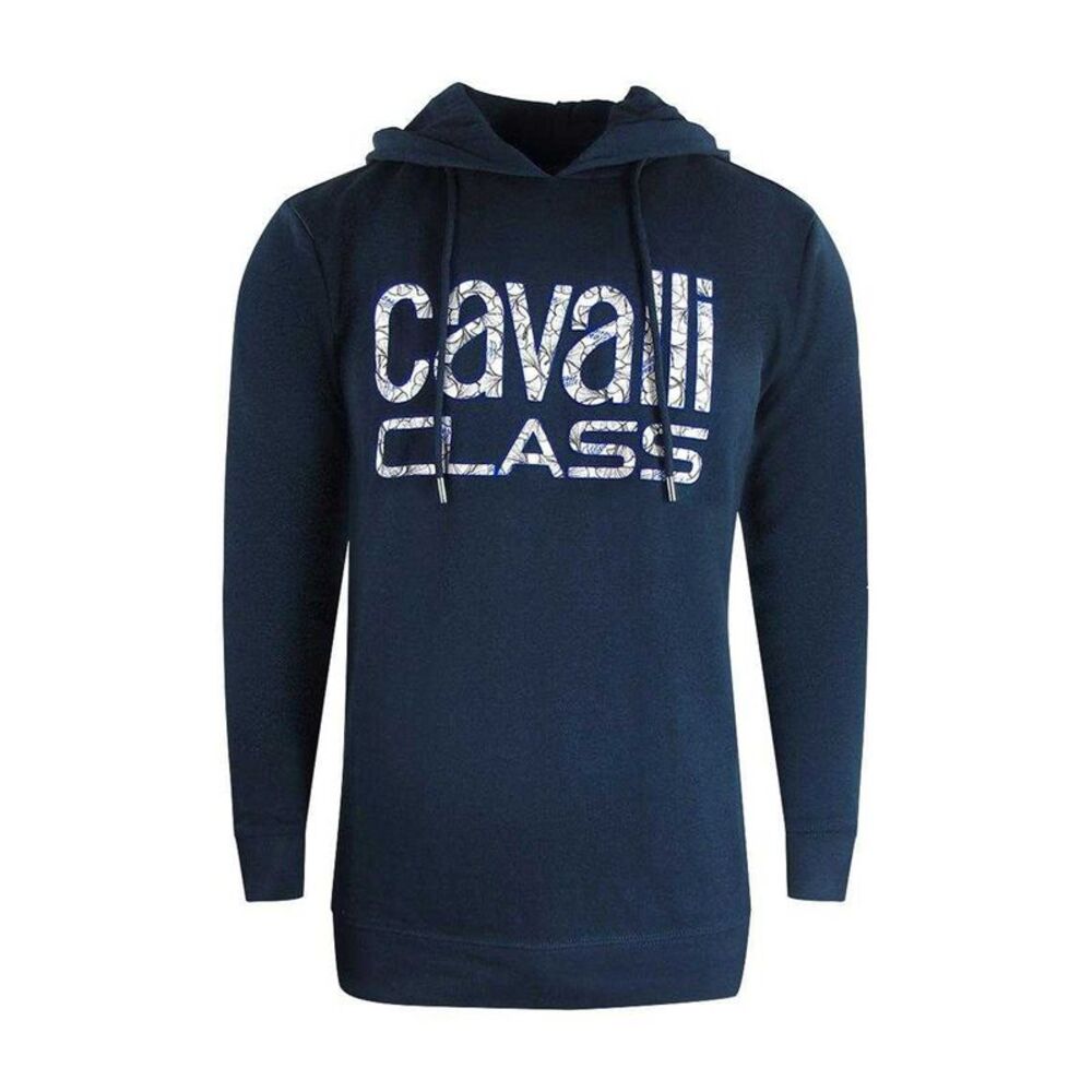 Cavalli Class Mens Floral Logo Hoodie / Navy Blue